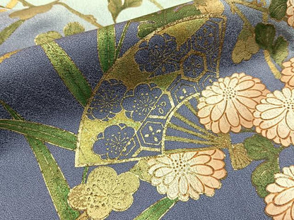 平和屋着物■訪問着 扇面菊文 暈し染め 金彩 正絹 逸品 BAAW9266hj