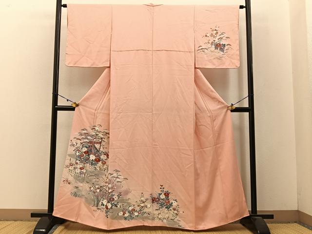 平和屋着物■訪問着 松竹梅 几帳流水花文 暈し染め 金彩 正絹 逸品 BAAW9267hj