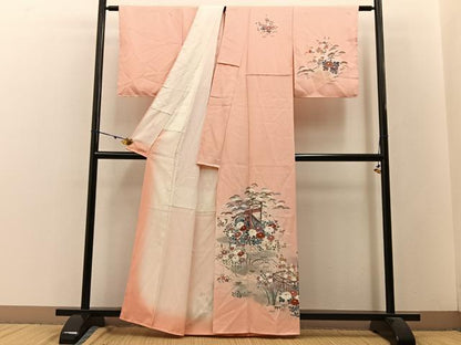 平和屋着物■訪問着 松竹梅 几帳流水花文 暈し染め 金彩 正絹 逸品 BAAW9267hj