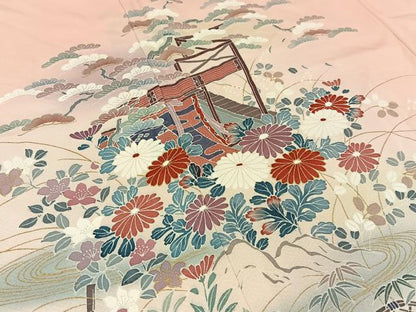 平和屋着物■訪問着 松竹梅 几帳流水花文 暈し染め 金彩 正絹 逸品 BAAW9267hj