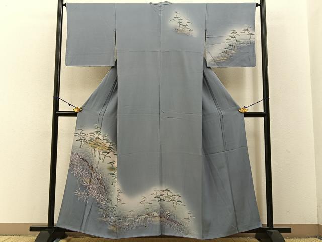 平和屋着物■訪問着 浜松人物文 暈し染め 金彩 正絹 逸品 BAAW9268hj