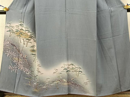 平和屋着物■訪問着 浜松人物文 暈し染め 金彩 正絹 逸品 BAAW9268hj