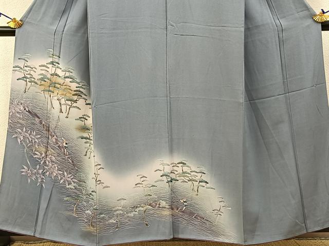 平和屋着物■訪問着 浜松人物文 暈し染め 金彩 正絹 逸品 BAAW9268hj