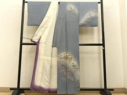 平和屋着物■訪問着 浜松人物文 暈し染め 金彩 正絹 逸品 BAAW9268hj