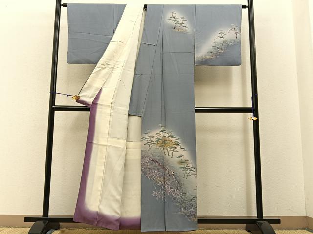 平和屋着物■訪問着 浜松人物文 暈し染め 金彩 正絹 逸品 BAAW9268hj