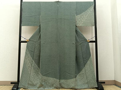 平和屋着物■訪問着　草花文　たたき染め　正絹　逸品　BAAW9277hj