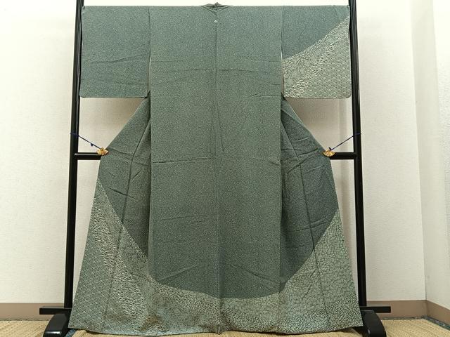 平和屋着物■訪問着　草花文　たたき染め　正絹　逸品　BAAW9277hj