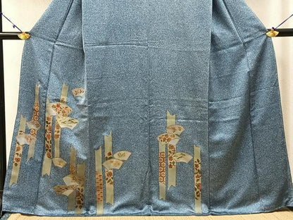 平和屋着物■訪問着　駒刺繍　地紙有職花文　たたき染め　金彩　正絹　逸品　未使用　BAAW9294hj
