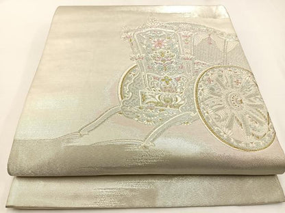 平和屋着物◎六通柄袋帯　唐織　御所車文　金銀糸　正絹　逸品　BAAW9345hj