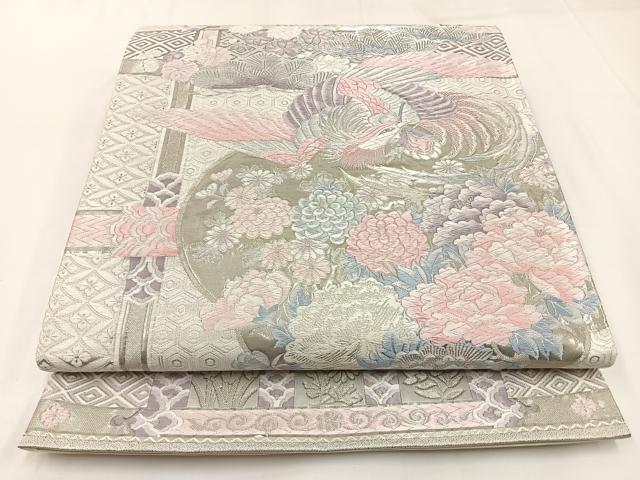 平和屋着物◎六通柄袋帯　唐織　鳳凰花文　九百錦　プラチナ箔　しよう美　正絹　逸品　BAAW9346hj
