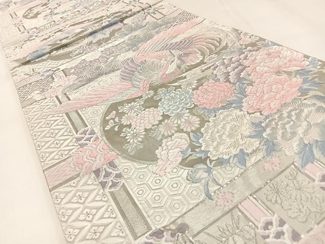 平和屋着物◎六通柄袋帯　唐織　鳳凰花文　九百錦　プラチナ箔　しよう美　正絹　逸品　BAAW9346hj