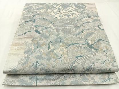 平和屋着物◎六通柄袋帯　光悦庵　銀糸　正絹　逸品　BAAW9347hj