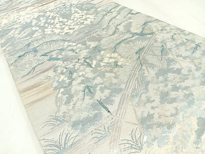 平和屋着物◎六通柄袋帯　光悦庵　銀糸　正絹　逸品　BAAW9347hj