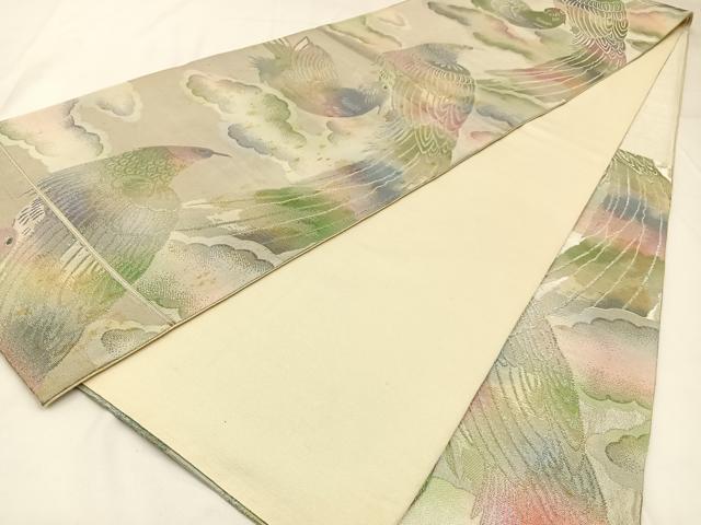 平和屋着物◎六通柄袋帯 休み鳥 金銀糸 正絹 逸品 BAAW9350hj