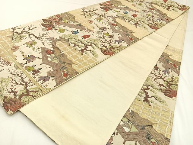 平和屋着物◎六通柄 京袋帯 平安人物文 金糸 正絹 逸品 BAAW9356hj