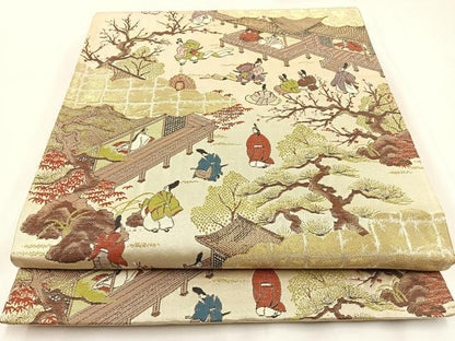 平和屋着物◎六通柄 京袋帯 平安人物文 金糸 正絹 逸品 BAAW9356hj