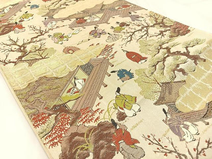平和屋着物◎六通柄 京袋帯 平安人物文 金糸 正絹 逸品 BAAW9356hj