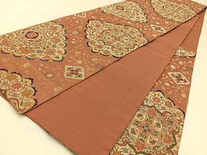 平和屋着物◎六通柄袋帯　宝相華　金糸　正絹　逸品　BAAW9357hj