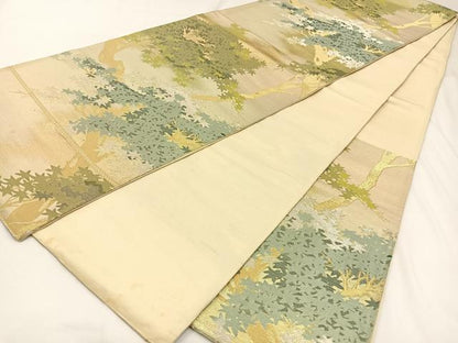 平和屋着物◎六通柄袋帯 樹林文 金銀糸 正絹 逸品 BAAW9359hj
