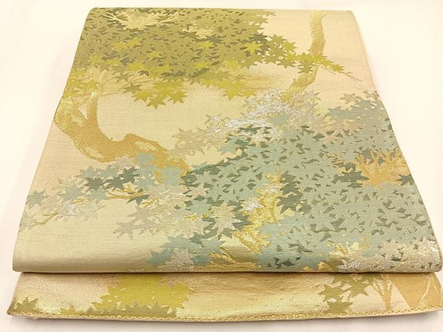 平和屋着物◎六通柄袋帯 樹林文 金銀糸 正絹 逸品 BAAW9359hj