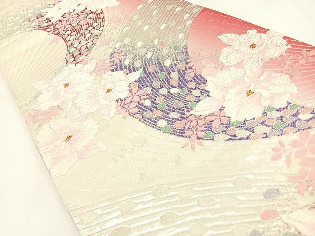 平和屋着物◎六通柄袋帯　唐織　カトレア　金銀糸　正絹　逸品　BAAW9360hj