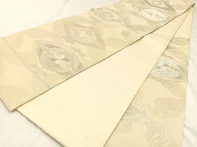 平和屋着物◎六通柄袋帯　唐織　双鶴　金銀糸　正絹　逸品　BAAW9361hj