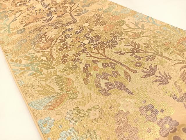 平和屋着物◎六通柄袋帯　花鳥文　金銀糸　正絹　逸品　BAAW9371hj