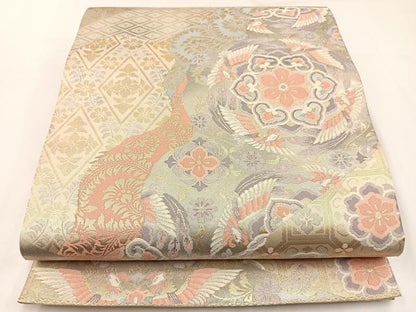 平和屋着物◎六通柄袋帯　花鳥文　金銀糸　引箔　正絹　逸品　BAAW9376hj