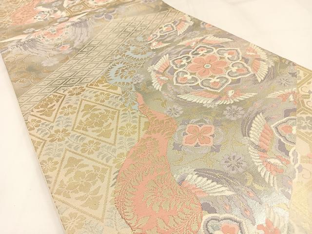 平和屋着物◎六通柄袋帯　花鳥文　金銀糸　引箔　正絹　逸品　BAAW9376hj
