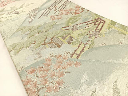平和屋着物◎本泊佐賀錦　六通柄袋帯　松竹梅　風景文　金銀糸　正絹　逸品　BAAW9377hj