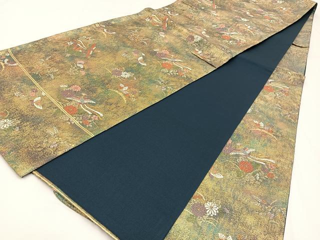 平和屋着物◎六通柄袋帯　唐織　鳳凰花蝶文　金糸　引箔　正絹　逸品　BAAW9378hj
