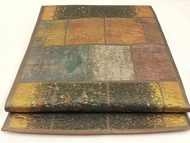 平和屋着物◎六通柄　本袋帯　横段文　金銀糸　引箔　正絹　逸品　BAAW9381hj