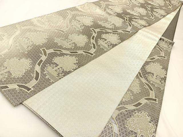 平和屋着物◎佐賀錦 六通柄袋帯 樹林文 金銀糸 正絹 逸品 BAAW9397hj