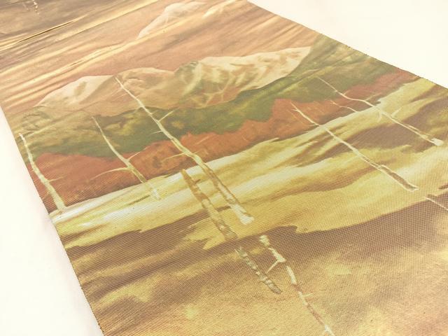 平和屋着物◎六通柄袋帯　風景文　金糸　引箔　正絹　逸品　BAAW9402hj