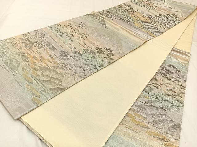 平和屋着物◎六通柄袋帯　風景文　錦プラチナ箔　正絹　逸品　BAAW9409hj