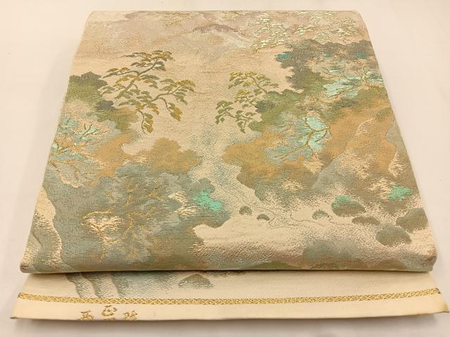 平和屋着物◎西陣　六通柄　本袋帯　風景文　金糸　正絹　逸品　BAAW9418hj