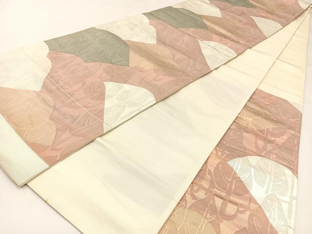 平和屋着物◎六通柄袋帯 ふくれ織 樹林風景文 金糸 正絹 逸品 未使用 BAAW9421hj