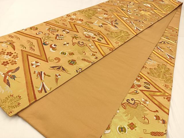 平和屋着物＊夏物 六通柄袋帯 唐織 抽象文様 金銀糸 正絹 逸品