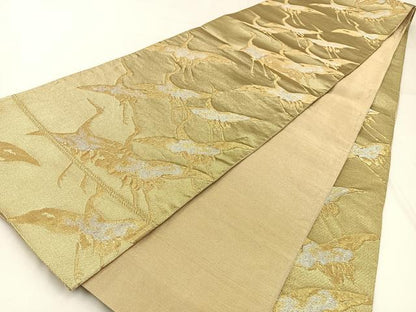 平和屋着物◎六通柄袋帯 飛鶴文 金銀糸 正絹 逸品 BAAW9426hj