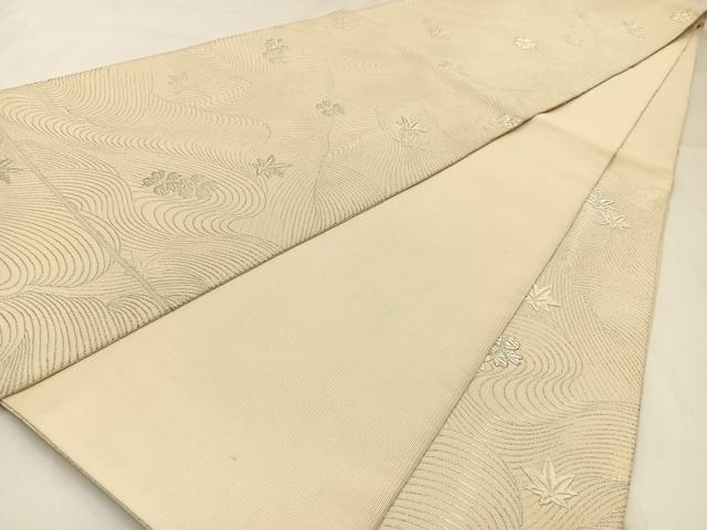 平和屋着物◎六通柄袋帯　唐織　桜楓文　銀糸　正絹　逸品　BAAW9427hj