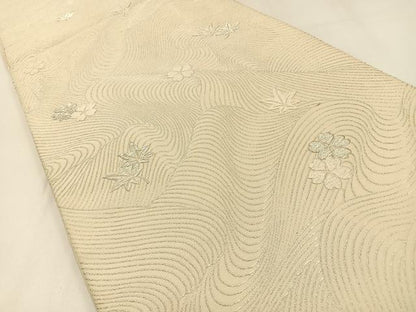 平和屋着物◎六通柄袋帯　唐織　桜楓文　銀糸　正絹　逸品　BAAW9427hj