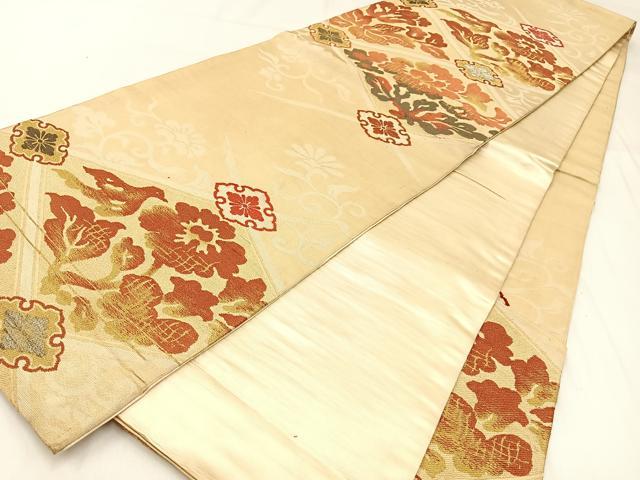 平和屋着物◎六通柄 京袋帯 山鳳 菱花鳥文 金銀糸 正絹 逸品 BAAW9446hj