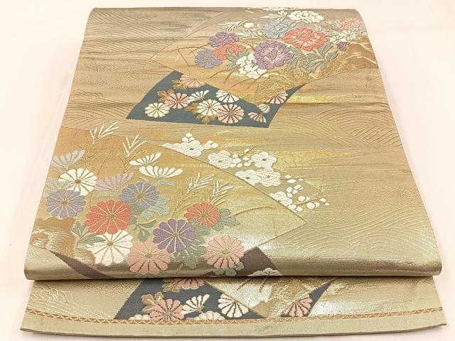 平和屋着物◎六通柄袋帯 唐織 嵯峨野春秋 金銀糸 正絹 逸品 BAAW9450hj