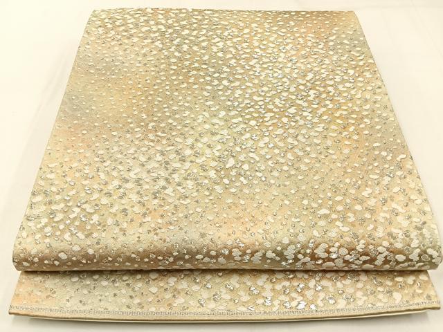 平和屋着物◎六通柄袋帯 唐織 あられ文様 金銀糸 正絹 逸品 BAAW9454hj