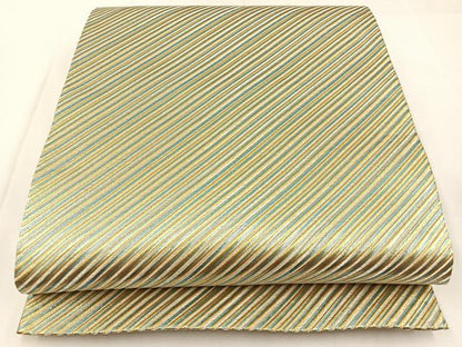 平和屋着物◎両面 両方向 全通柄袋帯 色変り 斜線文 金銀糸 正絹 逸品 BAAW9456hj