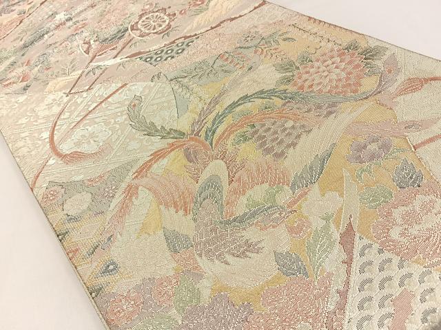 平和屋着物◎900織特選佐賀錦　六通柄袋帯　鳳凰几帳花文　金糸　正絹　逸品　BAAW9463hj