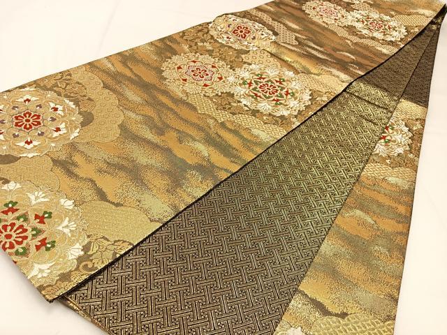 平和屋着物◎佐賀錦 六通柄袋帯 唐織 正倉院花文 金糸 正絹 逸品 未使用 BAAW9467hj