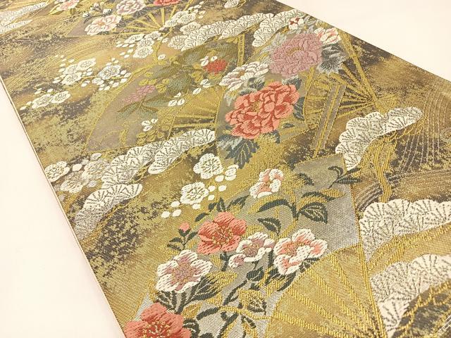 平和屋着物＊夏物　六通柄袋帯　芝文　金銀糸　正絹　逸品　DABC8827cm 平和屋着物＊夏物 六通柄袋帯 流水籬草葉文 銀糸 正絹 逸品