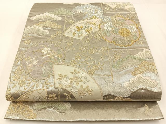 平和屋着物◎六通柄袋帯 唐織 福寿 プラチナ箔 正絹 逸品 BAAW9477hj