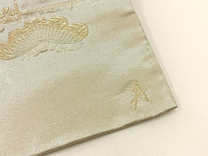 平和屋着物◎六通柄袋帯 唐織 福寿 プラチナ箔 正絹 逸品 BAAW9477hj